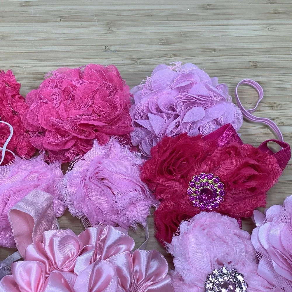 Lot Of 19 Assorted Girl Hair Bows Ribbon and Alligator Clip